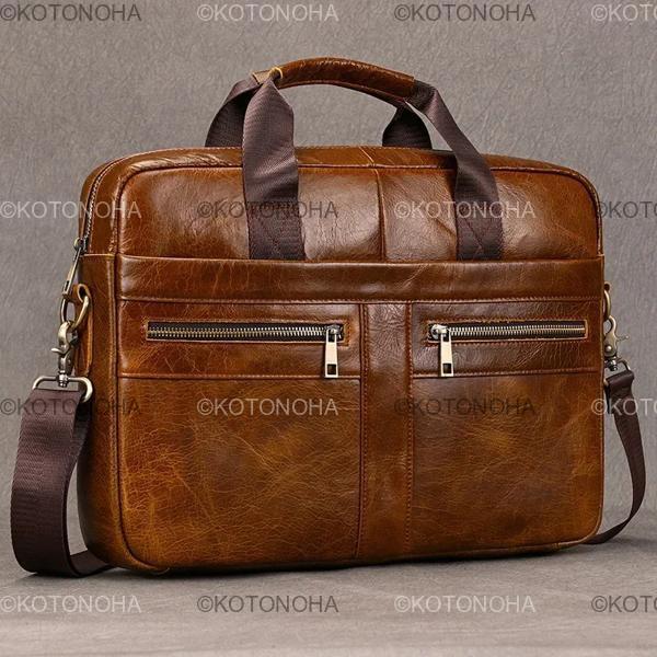 Newsbirds-男性用本革ブリーフケース、コンピューターバッグ、男性