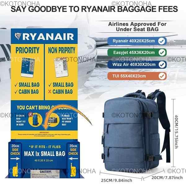 旅行バックパック短距離飛行機ライアンエアキャビンバッグ 40 × 20 × 25 バックパック女性男性レジャースクールラップトップバッグ機内持ち込み荷物 旅行バックパック短距離飛行機ライアンエアキャビンバッグ 40 × 20