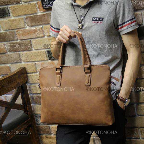 ブランド狂気の馬puレザーメンズバッグヴィンテージビジネス革の