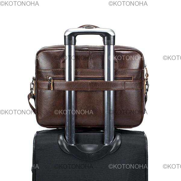 男性用の大容量本革ブリーフケース レトロなトップ層牛革ファイルバッグ