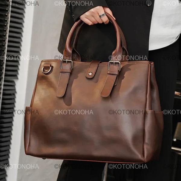 男性用レトロスタイルのハンドバッグ 大容量のバッグ ストラップ付き
