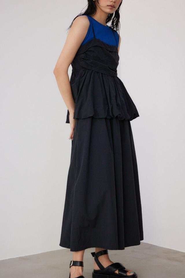 【30％OFF】 【PLUS】ギャザービスチェフェイクレイヤードワンピ WOMENSレディース