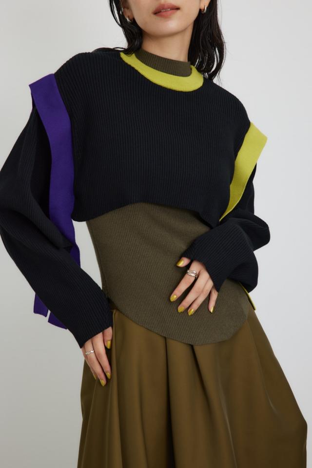 【PLUS】カラーブロックレイヤードセットニット WOMENSレディースの通販は