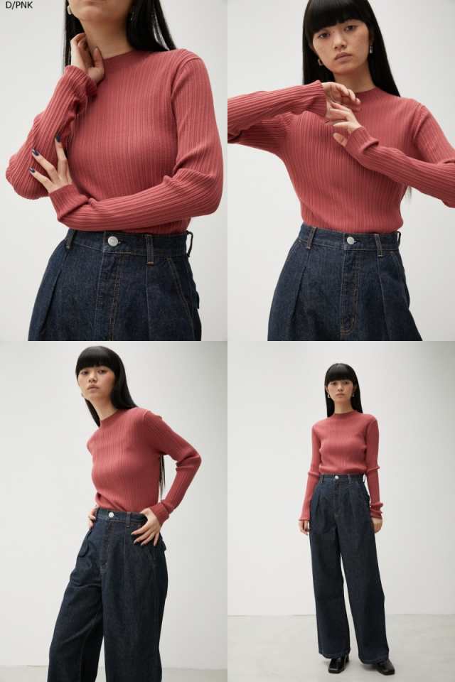 20％OFF】 RANDOM RIB H/N KNIT TOPS/ランダムリブハイネックニット