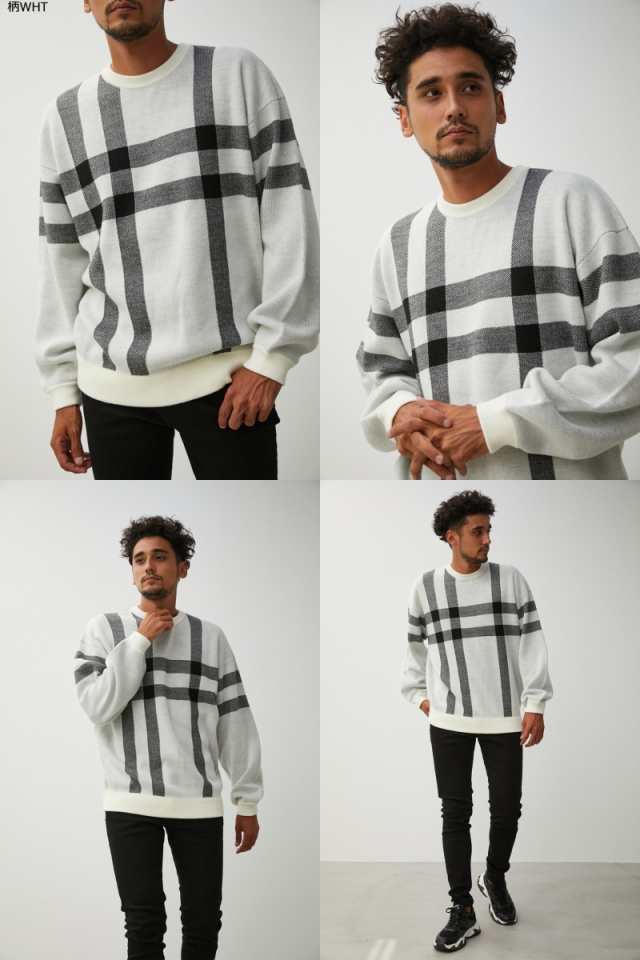 50％OFF】 BIG CHECK JACQUARD KNIT/ビッグチェックジャガードニット