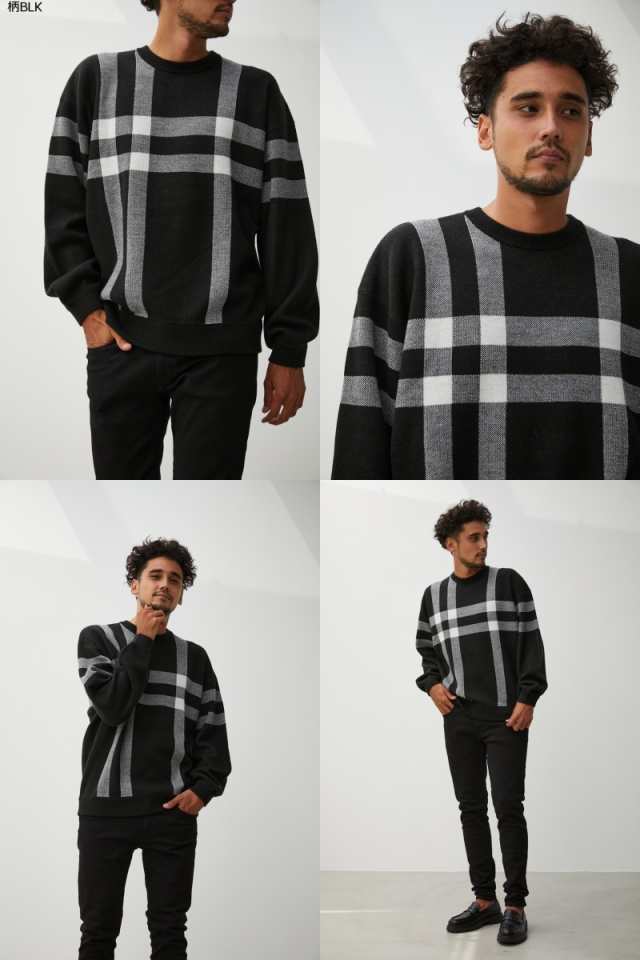 50％OFF】 BIG CHECK JACQUARD KNIT/ビッグチェックジャガードニット