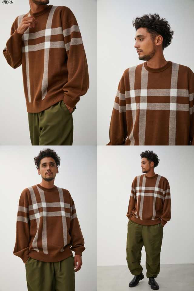 50％OFF】 BIG CHECK JACQUARD KNIT/ビッグチェックジャガードニット