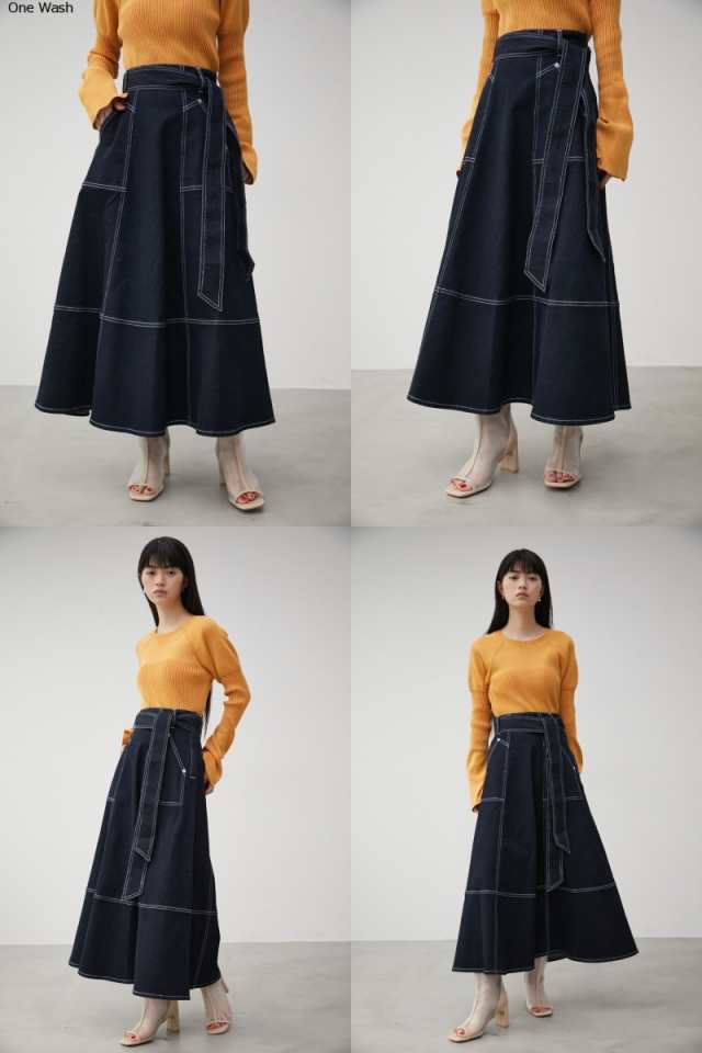 STITCH DENIM FLARE SKIRT/ステッチデニムフレアスカート WOMENS