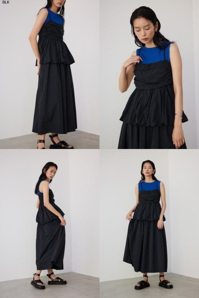 【30％OFF】 【PLUS】ギャザービスチェフェイクレイヤードワンピ WOMENSレディース 30％OFF】 【PLUS】ギャザービスチェフェイクレイヤードワンピ WOMENS