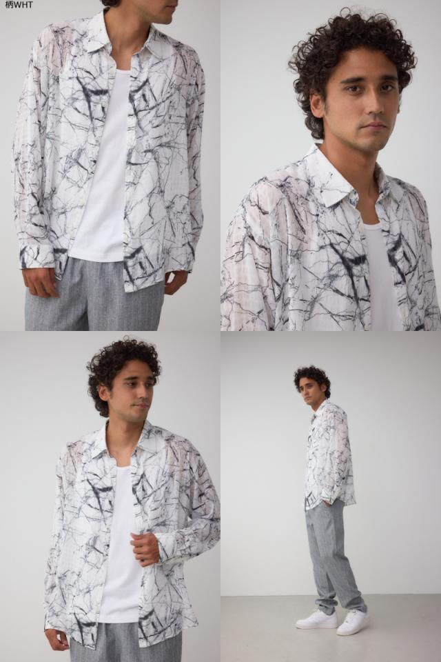 シアーマーブル総柄シャツ MENSメンズ