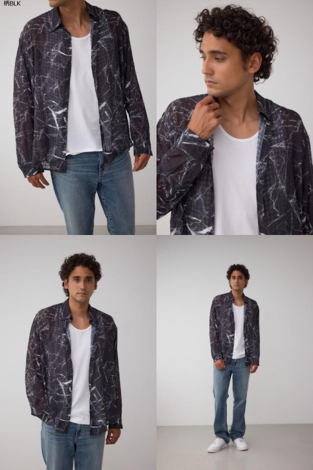 シアーマーブル総柄シャツ MENSメンズ
