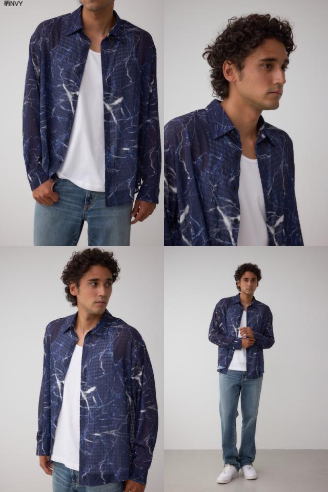 シアーマーブル総柄シャツ MENSメンズ