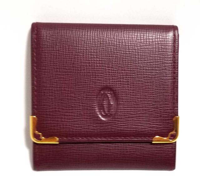 カルティエ ケース マスト 小銭入れ ボルドー ２C Ｃ２ レザー メンズ レディース Ｃａｒｔｉｅｒ　本革　美品　【中古】