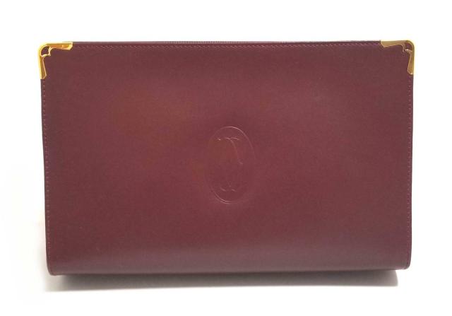 カルティエ マスト セカンドバッグ L1000060 クラッチバッグ レザー カーフ ボルドー ゴールド金具 Cartier  【中古】