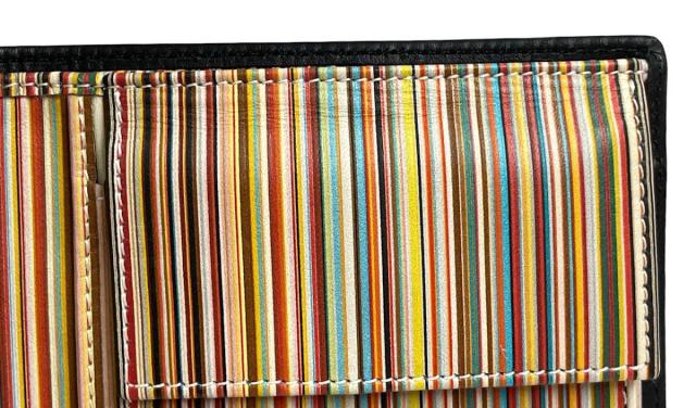 新品同様 ポールスミス 財布 二つ折り マルチストライプ ブラック 黒  