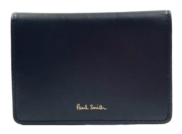未使用 ポールスミス カードケース 二つ折り パスケース レディース 花柄 レザー 濃紺 ネイビー フローラル PWD742 Paul Smith 定期入れ