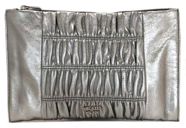 プラダ クラッチバッグ Bp0869 クラッチ ポーチ セカンドバッグ レザー ナッパ シルバー ロゴ アウトレット メンズ レディース ギャザーの通販はau Pay マーケット ブランディール