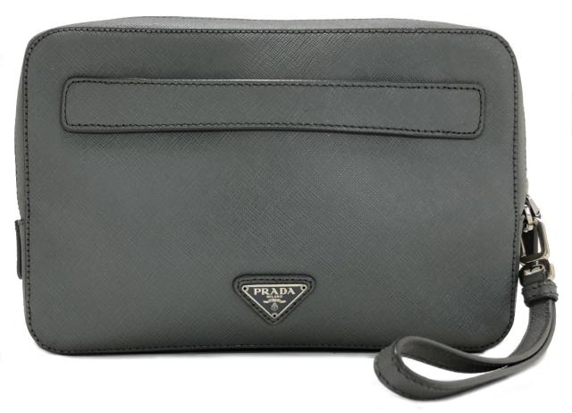 美品 プラダ セカンドバッグ クラッチバッグ レザー グレー メンズ クラッチ Vr0052 Prada 紳士用 三角プレート 集金バッグの通販はau Pay マーケット ブランディール