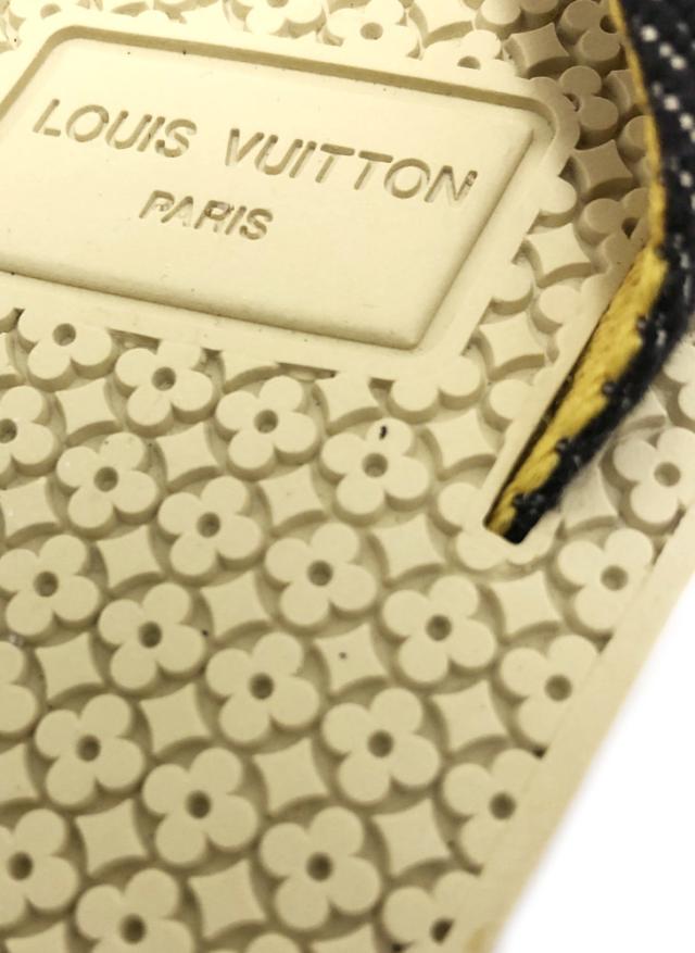 美品 ルイヴィトン ビーチサンダル レディース 約22.5ｃｍ 35 ビーサン モノグラム サンダル モノグラムミニ アイボリー デニム イエロー