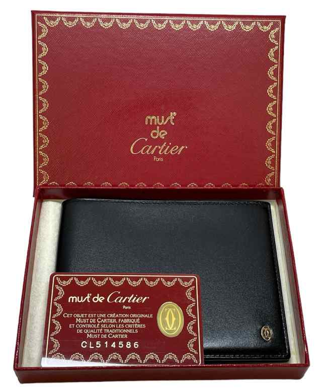 Cartier カルティエ メンズ パシャ レザー 二つ折り財布-