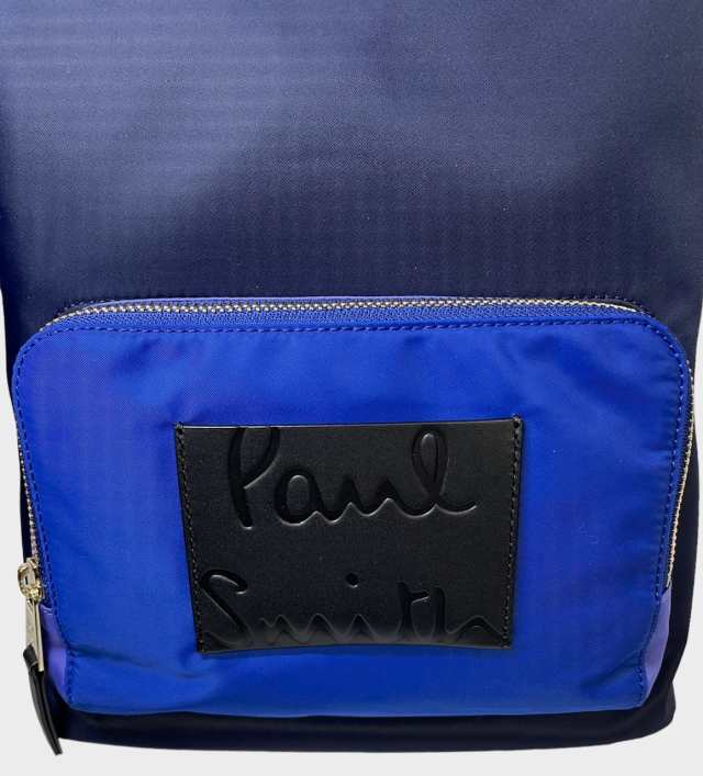 ポールスミス／Paul Smith リュック バッグ デイパック バックパック メンズ 男性 男性用ナイロン レザー 革 本革 ブルー 青  PSN503 ナイロンカラー ブロック バックパック シボ革 シュリンクレザー バイカラー