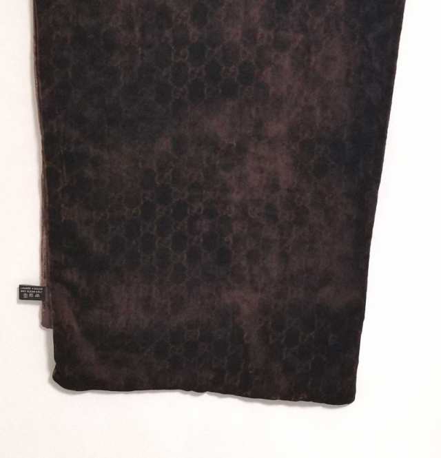 グッチ マフラー ストール GG柄 ベロア GG ブラウン レーヨン シルク スカーフ GUCCI 【中古】の通販は 18,150円