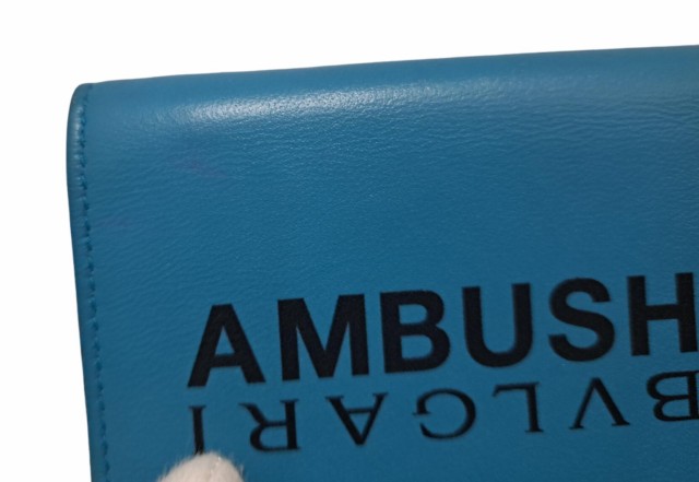 ブルガリ 財布 AMBUSH コラボ セルペンティ 三つ折り ブルー レザー