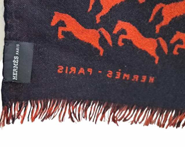 HERMES エルメス カシミヤ シルク ストール マフラー ホース柄