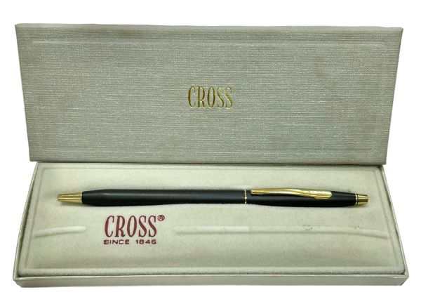 クロス ボールペン CROSS ブラック 細身 ゴールドプレート ケース付き