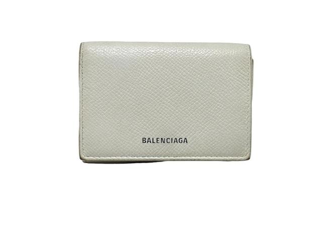 バレンシアガ 三つ折り ミニ 財布 コンパクト ヴィレ VILLE ロゴ レザー BALENCIAGA 558208 メンズ レディース 【中古】