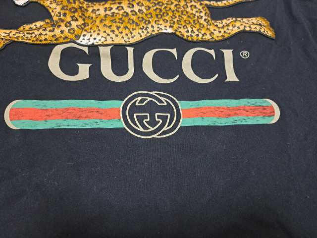 グッチ Tシャツ レオパード アップリケ XSサイズ オーバーサイズ ダメージ加工 GUCCI ロゴ プリント メンズ ホワイト 白 半袖 GUCCI  4931｜au PAY マーケット