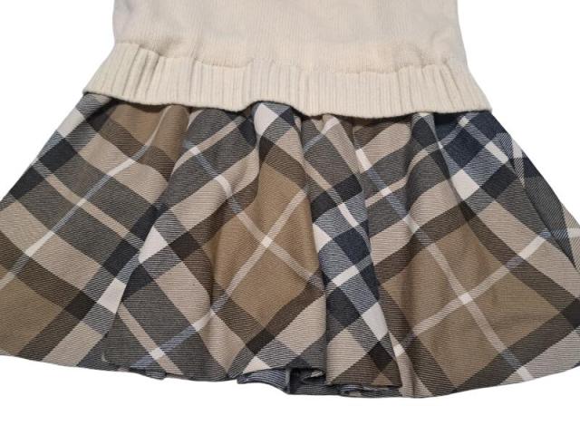 クレストブリッジブルーレーベルワンピースニットチェックケーブル編みホワイトレディースBLUE LABEL CRESTBRIDGE 【中古】 クレストブリッジブルーレーベルワンピースニットチェックケーブル編み