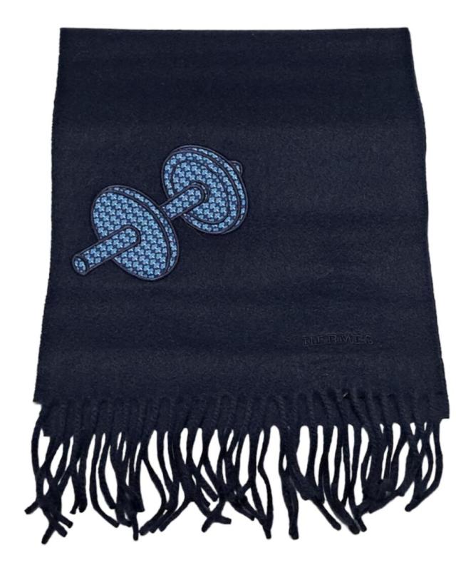 HERMES 100% CASHMERE 紺色 ネイビー マフラー 【公式通販】