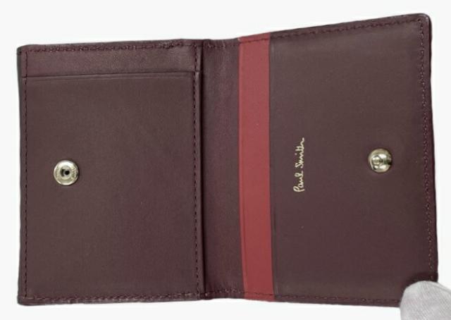 未使用 ポールスミス コンパクト 財布 二つ折り ケース 小銭入れ カードケース レディース ブラウン ボルドー 茶色 ストライプ Pau 未使用 ポールスミス コンパクト 財布 二つ折り コインケース 小銭入れ