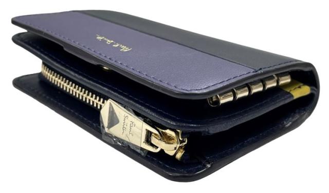 未使用 ポールスミス ケース 兼用 キーケース バイカラー パープル ネイビー BPW161 小銭入れ レザー 本革 牛革 Paul Smith 4連キ 未使用 ポールスミス コインケース 兼用 キーケース バイカラー