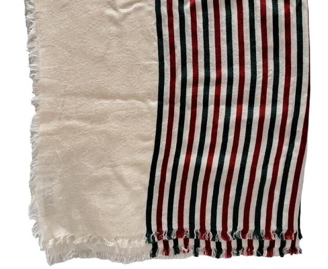 グッチ ストール GG柄 シェリーライン ウェビングライン アイボリー GG