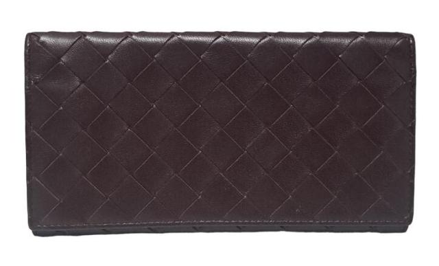 BOTTEGA VENETA 長財布 イントレチャート ブラウン レザー ボッテガ