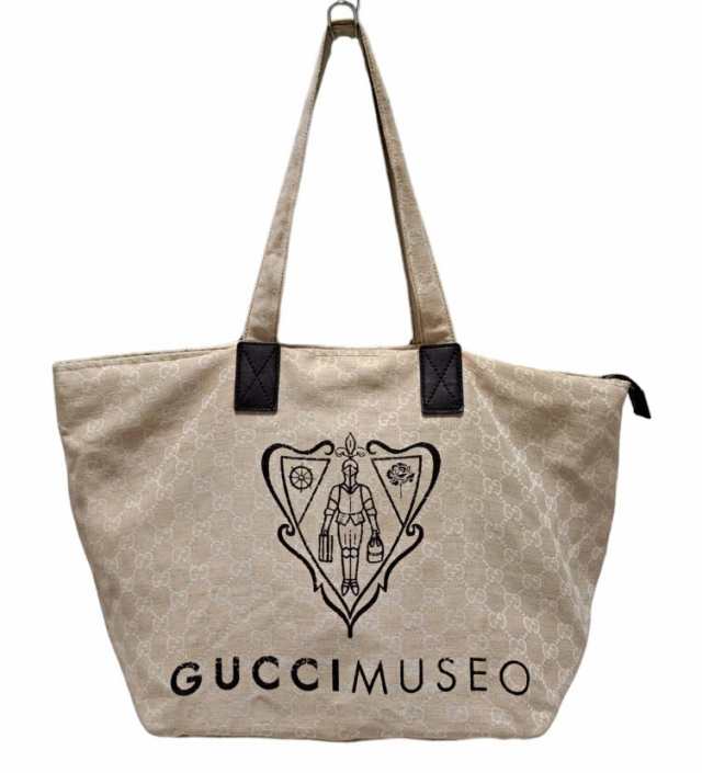 グッチ ミュゼオ 限定 トートバッグ ファスナー付 283416 ベージュ GG GG柄 トート GUCCI レディース メンズ 【中古】