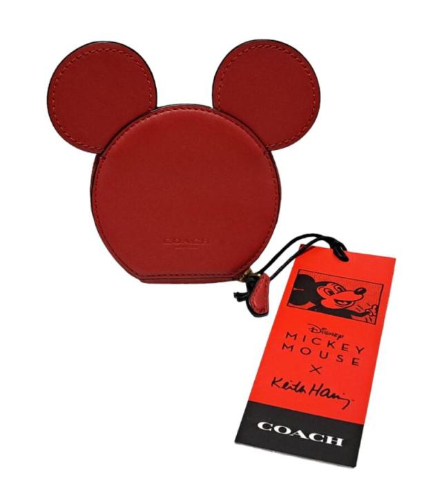 未使用 コーチ ケース ミッキーマウス キース へリング ディズニー コラボ 小銭入れ エレクトリックレッド C1181 【中古】