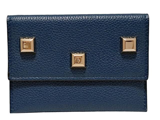 新品同様 フェラガモ カードケース 薄型 ガンチーニ レザー スタッズ メンズ レディース Salvatore Ferragamo 二つ折り  【中古】