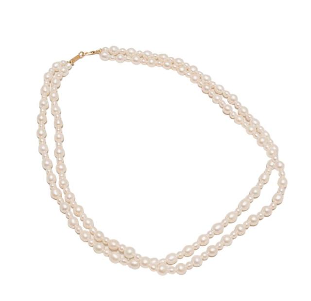 田崎真珠 TASAKI 2連 2重 淡水パール ネックレス K18YG ゴールド