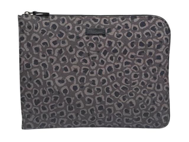 グッチ ポーチ クラッチバッグ ドキュメントケース キャンバス レオパード ヒョウ柄 セカンドバッグ 353480 メンズ レディース グレー GU