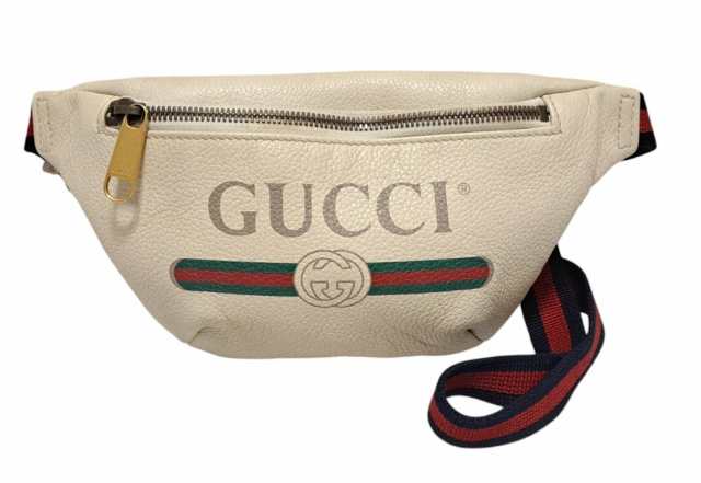 GUCCI グッチ 527792 プリント スモール ベルトバッグ ウエストポーチ レザー ホワイト レディース メンズ GUCCI 【中古】