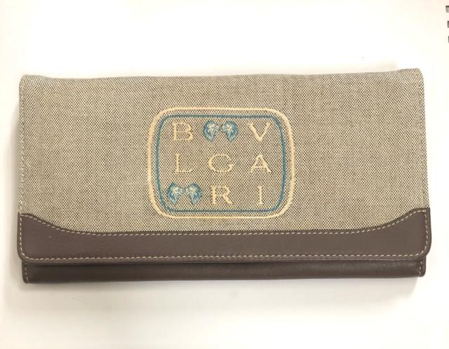 ブルガリ 長財布 BVLGARI ロゴ レオーニ キャンバス  リボン ブラウン レザー レディース 財布 ＢＶＬＧＡＲＩ【中古】