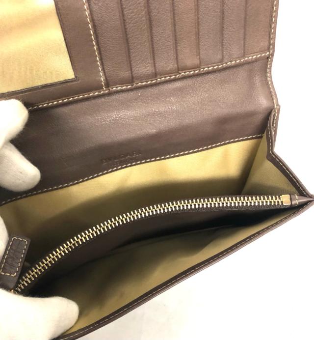 ブルガリ 長財布 BVLGARI ロゴ レオーニ キャンバス  リボン ブラウン レザー レディース 財布 ＢＶＬＧＡＲＩ【中古】 ブルガリ 長財布 BVLGARI ロゴ レオーニ キャンバス リボン ブラウン