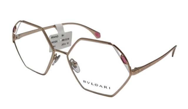 未使用 ブルガリ メガネ 眼鏡フレーム 2238 GP 赤色透明石 ラインストーン 六角形 レディース 女性向け BVLGARI 伊達眼鏡 【中古】