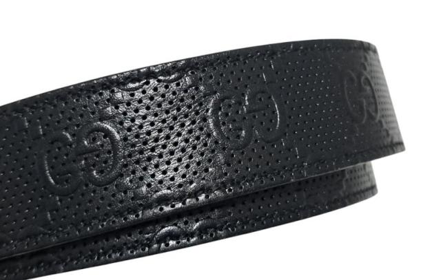 グッチ ベルト パンチング GG柄 レザー ブラック 474313 黒 革 90cm