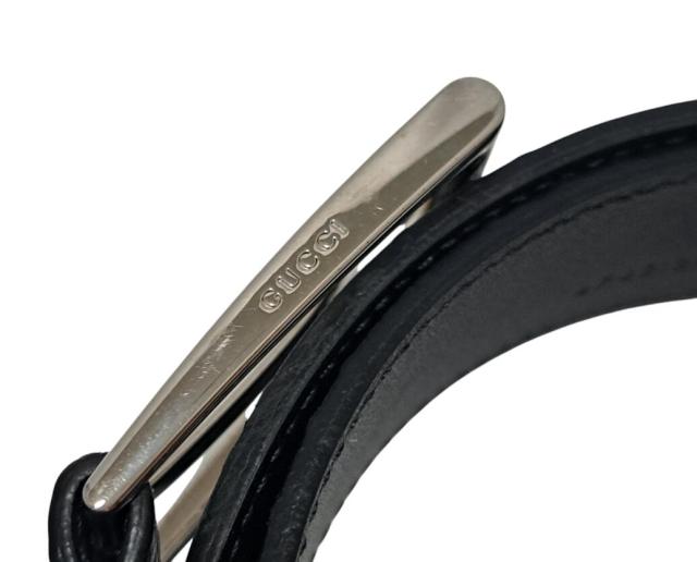 グッチ ベルト パンチング GG柄 レザー ブラック 474313 黒 革 90cm