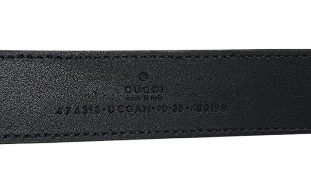 グッチ ベルト パンチング GG柄 レザー ブラック 474313 黒 革 90cm