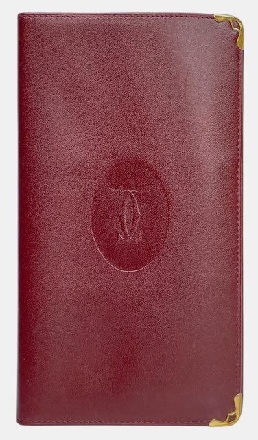 良好 カルティエ マスト 長財布 札入れ ボルドー 財布 長札入れ C2 レザー製 本革 革製品 2C 男女兼用 小銭入れなし Cartier 【中古】